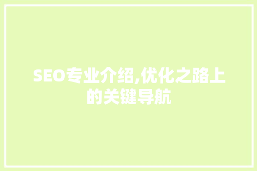 SEO专业介绍,优化之路上的关键导航