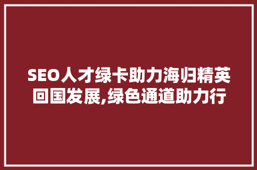 SEO人才绿卡助力海归精英回国发展,绿色通道助力行业崛起  第1张
