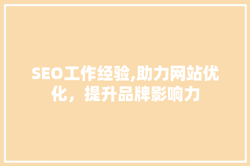SEO工作经验,助力网站优化，提升品牌影响力