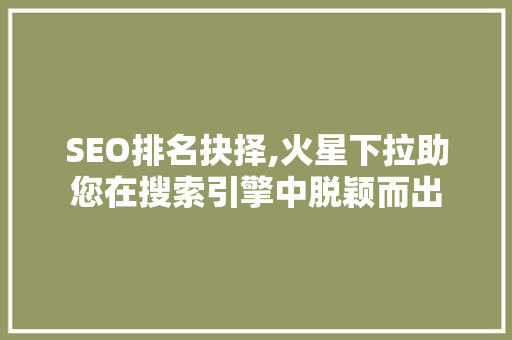 SEO排名抉择,火星下拉助您在搜索引擎中脱颖而出