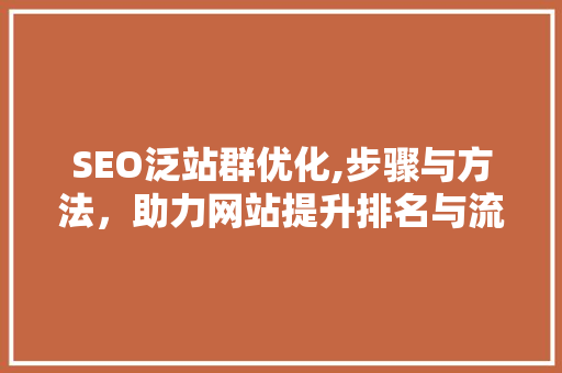 SEO泛站群优化,步骤与方法，助力网站提升排名与流量