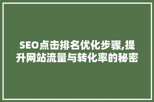 SEO点击排名优化步骤,提升网站流量与转化率的秘密武器