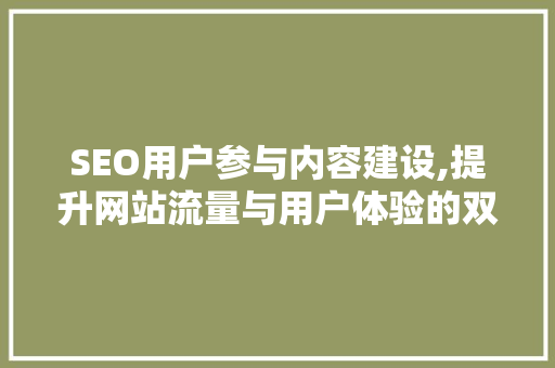 SEO用户参与内容建设,提升网站流量与用户体验的双重步骤