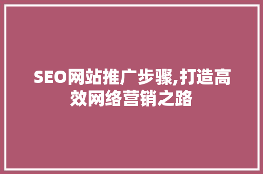 SEO网站推广步骤,打造高效网络营销之路
