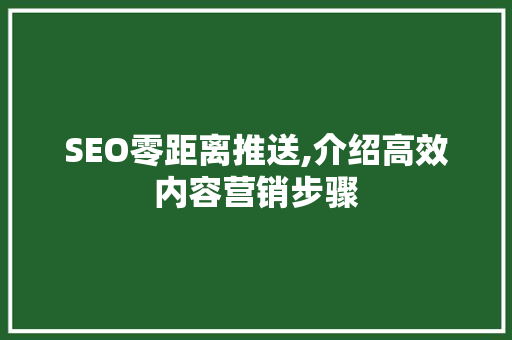 SEO零距离推送,介绍高效内容营销步骤