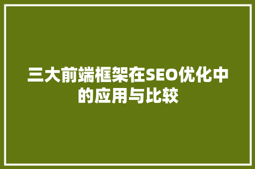 三大前端框架在SEO优化中的应用与比较