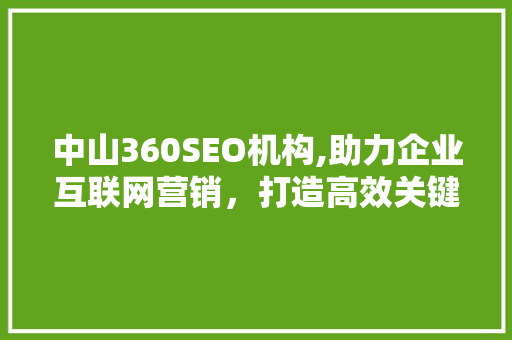 中山360SEO机构,助力企业互联网营销，打造高效关键词布局步骤