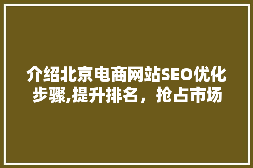 介绍北京电商网站SEO优化步骤,提升排名，抢占市场先机