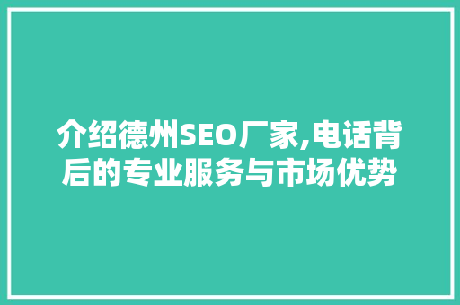 介绍德州SEO厂家,电话背后的专业服务与市场优势