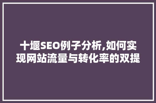 十堰SEO例子分析,如何实现网站流量与转化率的双提升  第1张