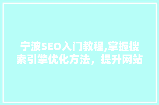 宁波SEO入门教程,掌握搜索引擎优化方法，提升网站排名