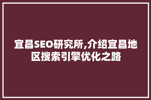 宜昌SEO研究所,介绍宜昌地区搜索引擎优化之路