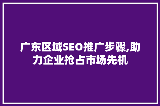 广东区域SEO推广步骤,助力企业抢占市场先机