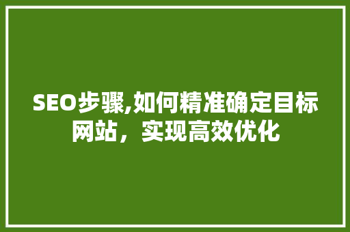 SEO步骤,如何精准确定目标网站，实现高效优化