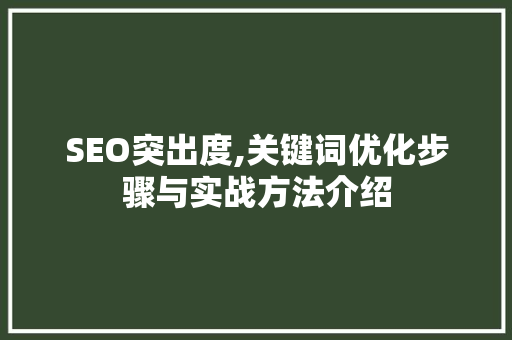 SEO突出度,关键词优化步骤与实战方法介绍