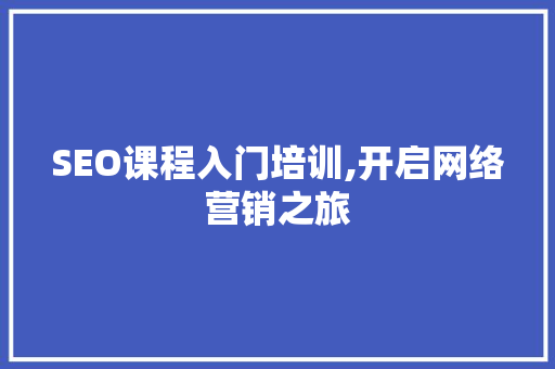 SEO课程入门培训,开启网络营销之旅