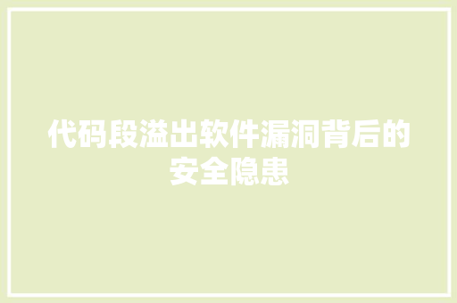 代码段溢出软件漏洞背后的安全隐患  第1张