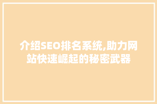 介绍SEO排名系统,助力网站快速崛起的秘密武器