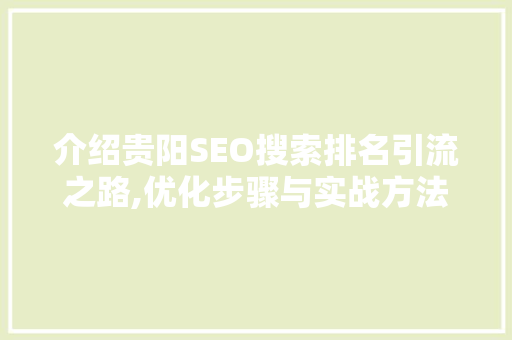 介绍贵阳SEO搜索排名引流之路,优化步骤与实战方法