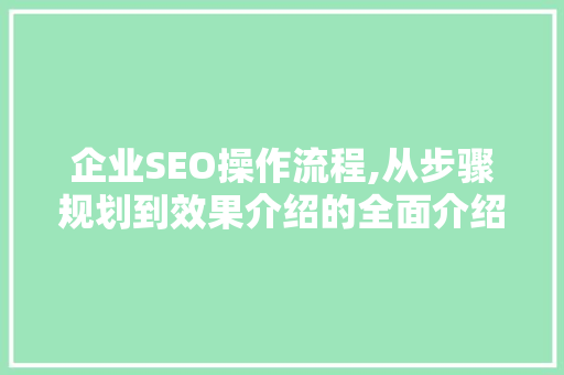 企业SEO操作流程,从步骤规划到效果介绍的全面介绍  第1张