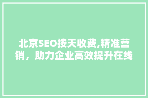 北京SEO按天收费,精准营销，助力企业高效提升在线知名度