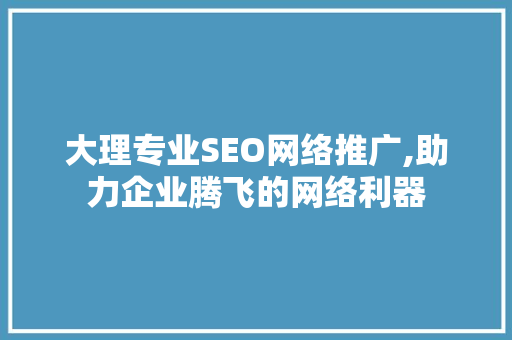 大理专业SEO网络推广,助力企业腾飞的网络利器