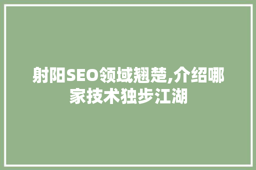 射阳SEO领域翘楚,介绍哪家技术独步江湖  第1张