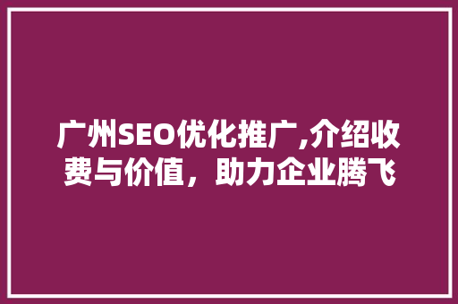 广州SEO优化推广,介绍收费与价值，助力企业腾飞