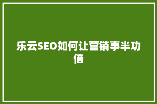 乐云SEO如何让营销事半功倍