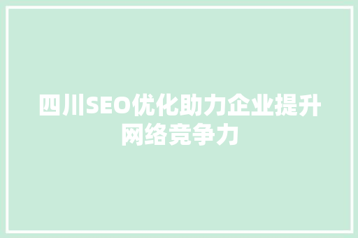 四川SEO优化助力企业提升网络竞争力