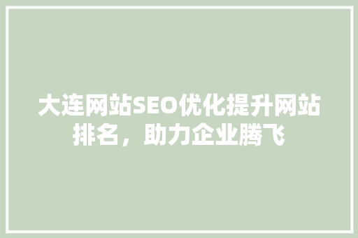 大连网站SEO优化提升网站排名，助力企业腾飞
