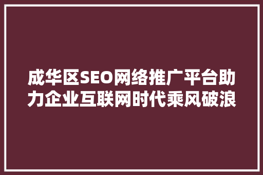 成华区SEO网络推广平台助力企业互联网时代乘风破浪