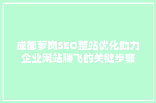 成都萝岗SEO整站优化助力企业网站腾飞的关键步骤