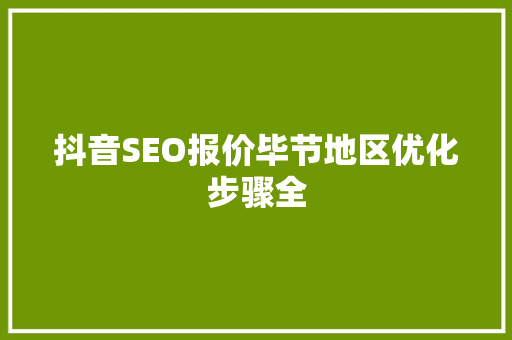 抖音SEO报价毕节地区优化步骤全  第1张