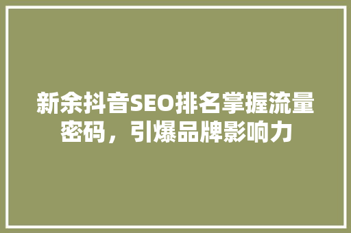 新余抖音SEO排名掌握流量密码，引爆品牌影响力