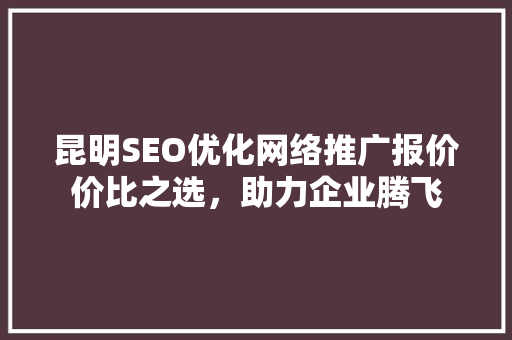 昆明SEO优化网络推广报价价比之选，助力企业腾飞