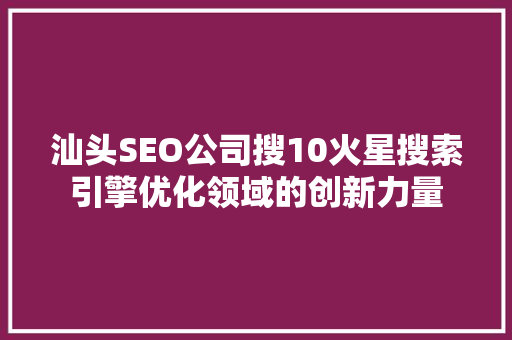 汕头SEO公司搜10火星搜索引擎优化领域的创新力量