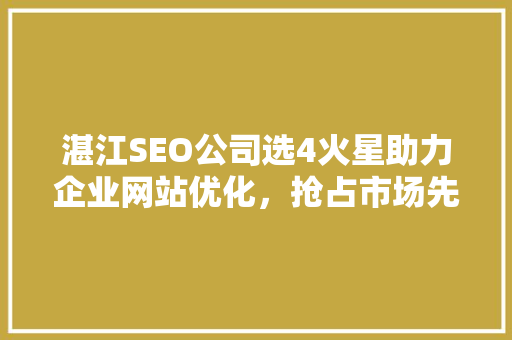 湛江SEO公司选4火星助力企业网站优化，抢占市场先机