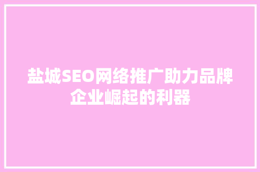 盐城SEO网络推广助力品牌企业崛起的利器
