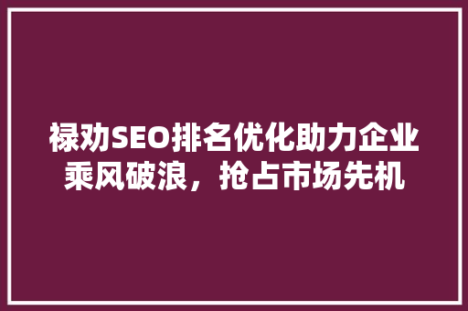 禄劝SEO排名优化助力企业乘风破浪，抢占市场先机