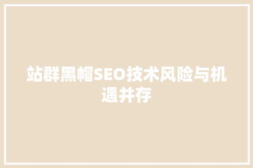 站群黑帽SEO技术风险与机遇并存