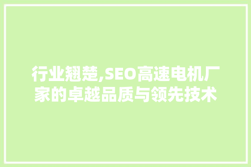 行业翘楚,SEO高速电机厂家的卓越品质与领先技术