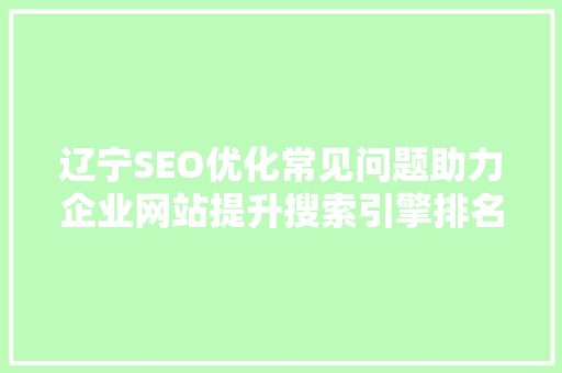 辽宁SEO优化常见问题助力企业网站提升搜索引擎排名