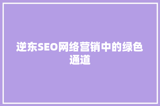 逆东SEO网络营销中的绿色通道