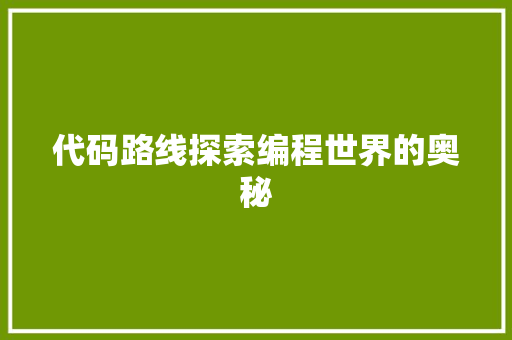 代码路线探索编程世界的奥秘