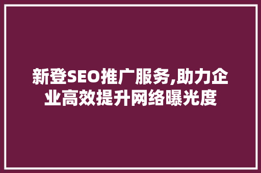 新登SEO推广服务,助力企业高效提升网络曝光度  第1张