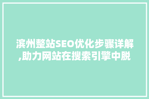 滨州整站SEO优化步骤详解,助力网站在搜索引擎中脱颖而出