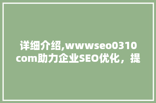 详细介绍,wwwseo0310com助力企业SEO优化，提升品牌影响力  第1张