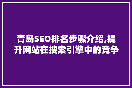 青岛SEO排名步骤介绍,提升网站在搜索引擎中的竞争力  第1张