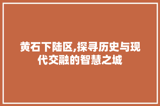 黄石下陆区,探寻历史与现代交融的智慧之城